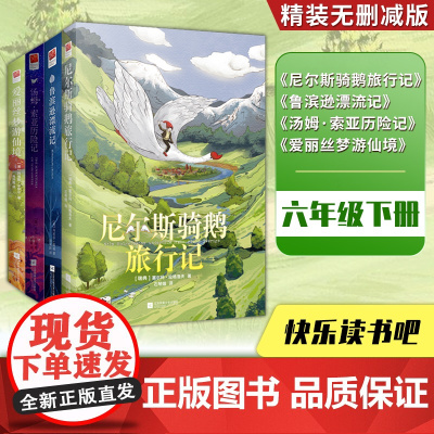 正版书籍 六年级下册 快乐读书吧 尼尔斯骑鹅旅行记+鲁滨逊漂流记+汤姆索亚历险记+爱丽丝梦游仙境 全4册 中小学课外阅读