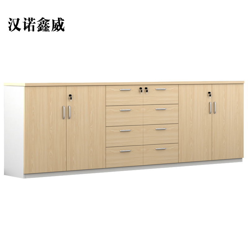 汉诺鑫威办公室文件柜矮柜储物柜木质办公柜子带锁书柜资料柜收纳柜茶水柜[工厂现做 7天内发货]