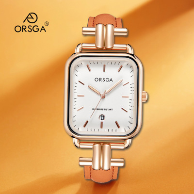 ORSGA手表女表女士手表时尚手表女方形皮带女士韩版休闲商务防水石英表学生腕表9889L