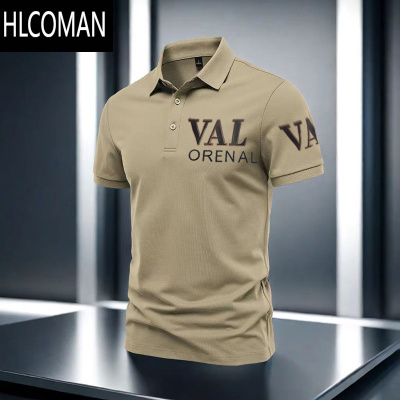 HLCOMAN美式夏季新款翻领衫男短袖t恤潮流百搭休闲商务宽松上衣