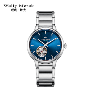 welly merck威利默克女生手表女时尚防水女士新款自动机械正品品牌女表镂空腕表WM036L