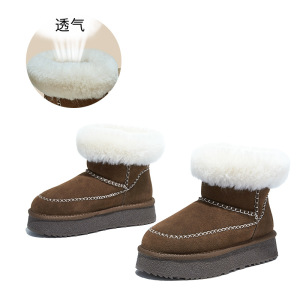 真羊毛真皮雪地靴女冬季新款加绒保暖棉靴复古短靴百搭靴子女