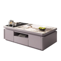 戴劲 岩板茶几客厅茶台烧水壶一体桌家用泡茶台办公室茶桌 1.4米浅灰(潘多拉岩板)