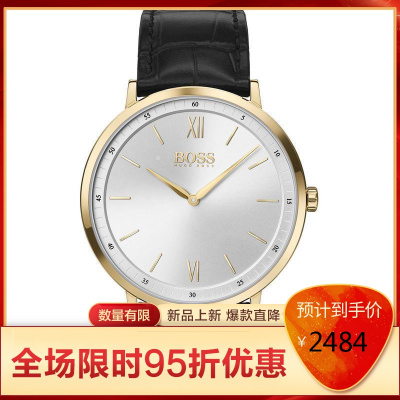 雨果博斯（Hugoboss）EssentialUltraSlim男士石英表时尚百搭商务休闲男士腕表2021经典款Black