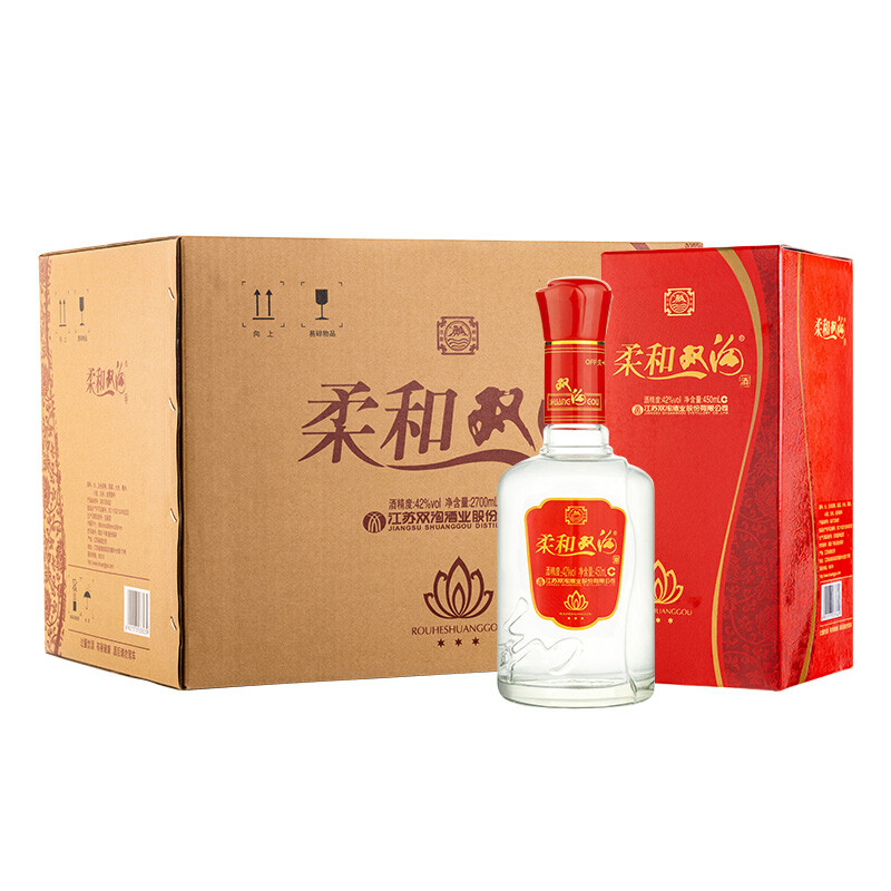 [酒厂直供]双沟 柔和双沟三星 42度 450ml*6瓶 整箱装 浓香型白酒