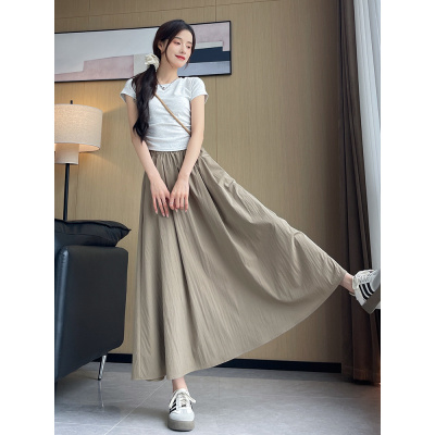 半身裙女2026新款春夏薄款高腰a字垂感伞裙百褶长裙小个子山本裙