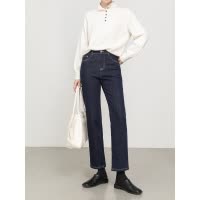 不易色保暖牛仔裤女高腰弹力复合加绒加厚九分直筒裤