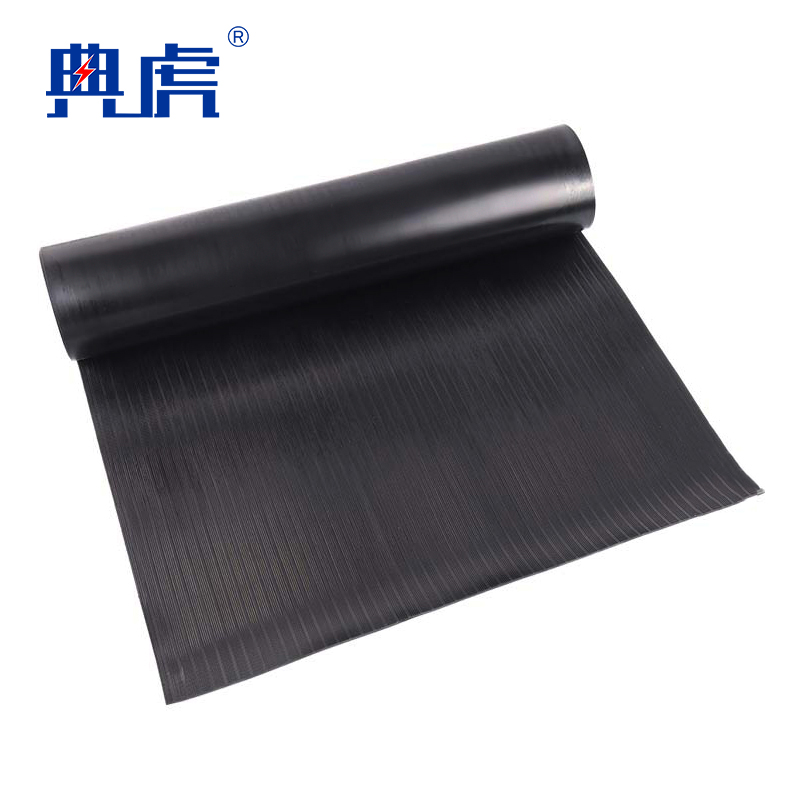 典虎 绝缘橡胶垫 黑色条纹 25kv 10米*1米*8mm 卷
