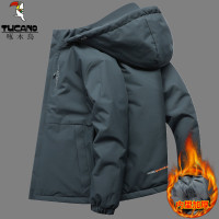 啄木鸟秋冬二棉外套男2024新款加肥加大可脱卸帽棉衣胖子宽松棉服