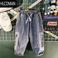 HLCOMAN港风ins潮牌复古牛仔短裤男夏季七分裤韩版潮流直筒宽松运动中裤