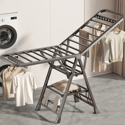  古达折叠晾衣架落地家用卧室阳台晒衣架室内婴儿凉晒挂衣杆晒被子