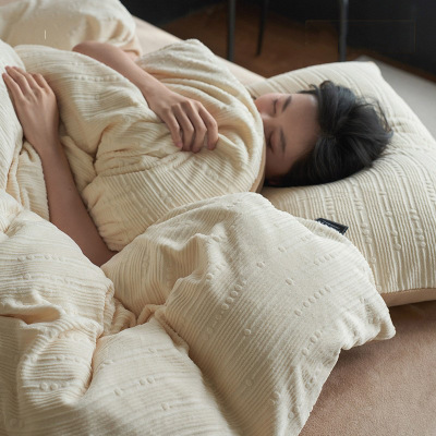 高克重花绒牛奶绒四件套纯色简约双面珊瑚绒被套加厚床单床笠冬