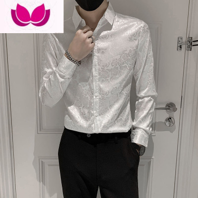 七斓早秋男士轻奢长袖衬衫潮牌韩版修身2022新款网红痞帅衬衣上衣