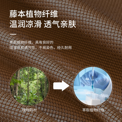 家柏饰(CORATED)冰丝凉席三件套1.8m床藤席可折叠1.5米席夏季1.2竹席2.0软席子