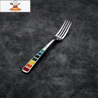 西餐刀叉套装家用不锈钢牛排刀叉勺子四件套七彩珐琅式西餐餐具 敬平 珐琅叉子