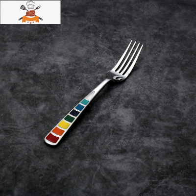 西餐刀叉套装家用不锈钢牛排刀叉勺子四件套七彩珐琅式西餐餐具 敬平 珐琅叉子