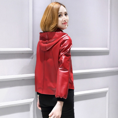 【限时大促】Cylum旗下两面穿2018秋冬新款绵羊皮夹克海宁真皮小皮衣女短款机车连帽外套