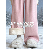 加厚绒裤女外穿新款秋冬羊羔绒防风棉裤小个子休闲直筒阔腿裤_980