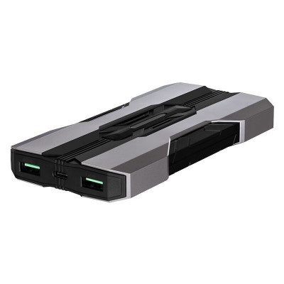 忆捷 双向快充电源锂电池 18W 10000毫安多接口铠甲机身便携式 X6黑灰色