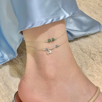 纯银水晶夏天脚链女2025新款潮简约足链轻奢小众精致不掉色送女朋友老婆情人节七夕生日礼物