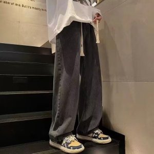 牛仔裤男士夏季薄款冰丝美式高街宽松直筒休闲阔腿长裤子_1