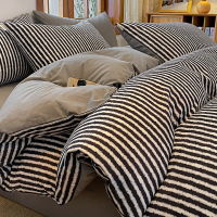 简约全棉磨毛床上四件套纯棉新款秋冬床品床单人被套三件套床笠
