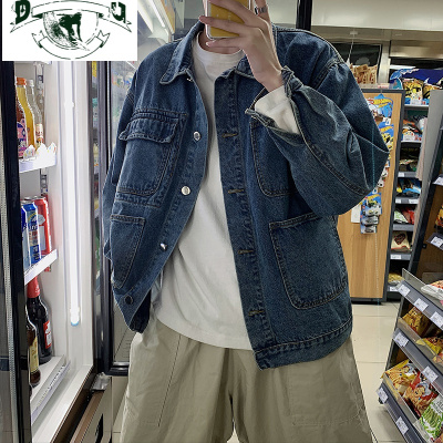 HLCOMAN春秋季ulzzang工装外套男韩版潮流宽松牛仔衣港风ins潮牌百搭夹克夹克