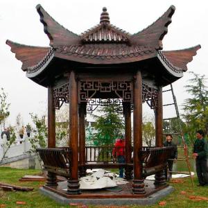森美人凉亭户外别墅庭院四角六角古建实木碳化防腐木屋花园仿古中式亭子
