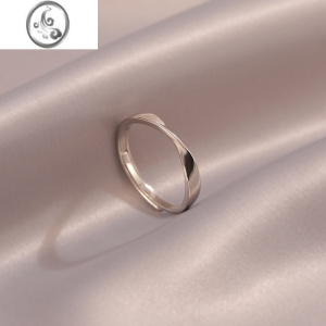 JiMi简约莫比乌斯环素圈银银戒指女2022年新款高级感冷淡风个性指环