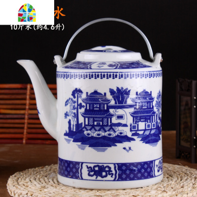大容量景德镇陶瓷提梁冷水壶凉水壶超大号10斤水容量可高温储水壶 FENGHOU 7斤水报春图
