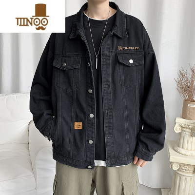YANXU美式复古水洗牛仔外套男士韩版炸街oversize痞帅bf工装夹克衫上衣