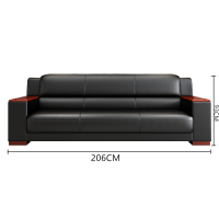 易企采 三人位加厚西皮84*206CM 办公实木框架沙发简约现代商务会客办公室接待室洽谈沙发组合