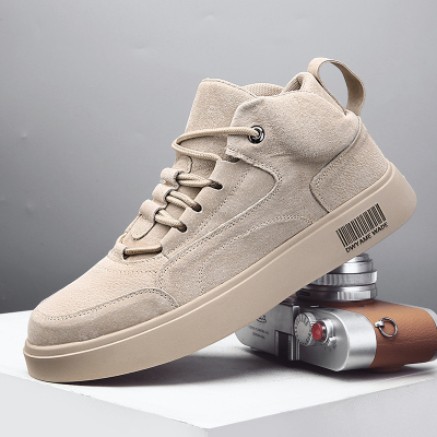 骆驼潮网红男鞋夏秋季2021新款青少年休闲高帮板鞋男士百搭真皮工装靴耐磨防水马丁靴子