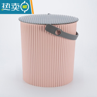 敬平塑料加厚可坐家用钓鱼桶手提洗澡篮洗车桶幼儿园收纳桶带盖水桶凳 粉配灰 特大号