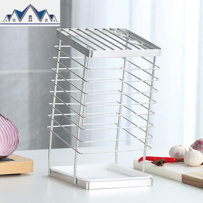 304不锈钢刀架厨房用品多功能收纳架免打孔刀具置物架落地菜刀座 三维工匠