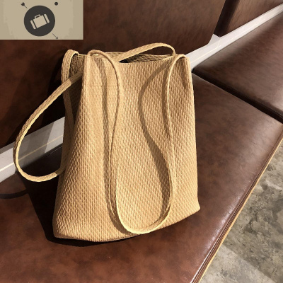 编织纹韩国百搭女包休闲单肩水桶包ins夏季新款手提女母包艾狄伊娃手提包