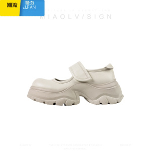 聚范「雪顶泡芙~白色厚底鞋浅口玛丽珍鞋女夏季松糕鞋增高单鞋