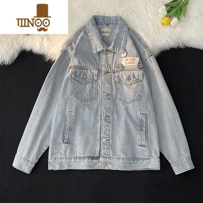 YANXU复古工装牛仔夹克男款港风chic宽松日系情侣街头潮牌休闲外套