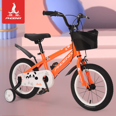 凤凰儿童自行车4-6岁中大童男女孩单车儿童自行车途悦 熊猫 14寸橙色