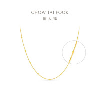 周大福小光珠满天星素链基础链毛衣链足金黄金项链计价(工费360元)EOF1627