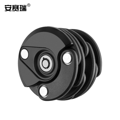 安赛瑞 自行车折叠锁 山地自行车锁汉堡锁 锁片约长58.5x宽1.8cm 锁整体约宽7x高5cm 520228