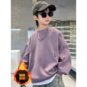 儿童装男童冬装加绒卫衣一体绒秋冬款新款中大童冬季加厚上衣