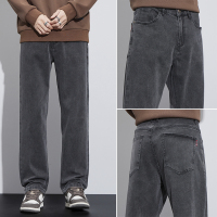 金盾(KIN DON)男装牛仔裤男秋冬季新款宽松直筒浅蓝色弹力休闲长裤大码肥佬裤胖子裤42码