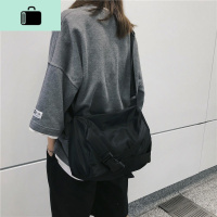 日韩原宿风ins百搭潮流男单肩包小众大容量斜跨包女学生潮牌包包NEW LAKE 黑色女士单肩包