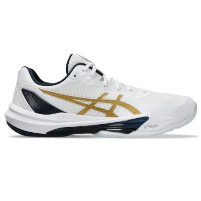  亚瑟士(ASICS)男士室内训练鞋专业排球鞋防滑减震反弹加速跳高运 WHITE/GOLD 42.5