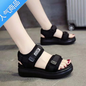 SUNTEK2023年新款特价厚底运动凉鞋女夏季款平底松糕沙滩女鞋