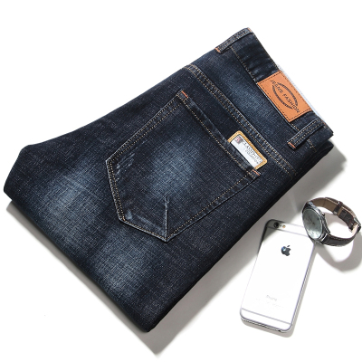 吉普战车蓝黑色男士牛仔裤春夏新款韩版潮流修身直筒长裤男百搭裤子牛仔裤男