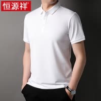 恒源祥桑蚕丝短袖t恤男夏季2025新款翻领半袖纯色T男士polo衫体恤