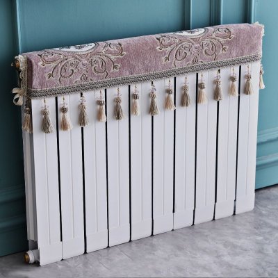 欧式暖气片罩装饰罩子布艺防尘套老式遮挡盖布遮挡帘保护套卫生间 清歌紫色 长度80cm*厚度10cm*高度(含穗)20cm