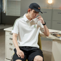 [2.5折价68元]唐狮polo衫男短袖男士polo衫左胸刺绣撞色拼接短袖Polo
